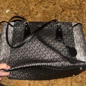 Michael Kors Black and Gray Monogram Tote